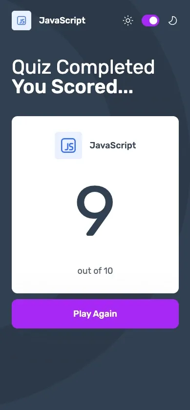 Frontend Quiz App on mobile